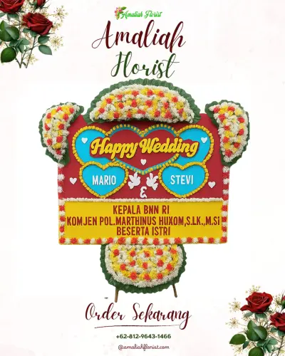 Karangan Papan Bunga Pernikahan di Lambanggelun